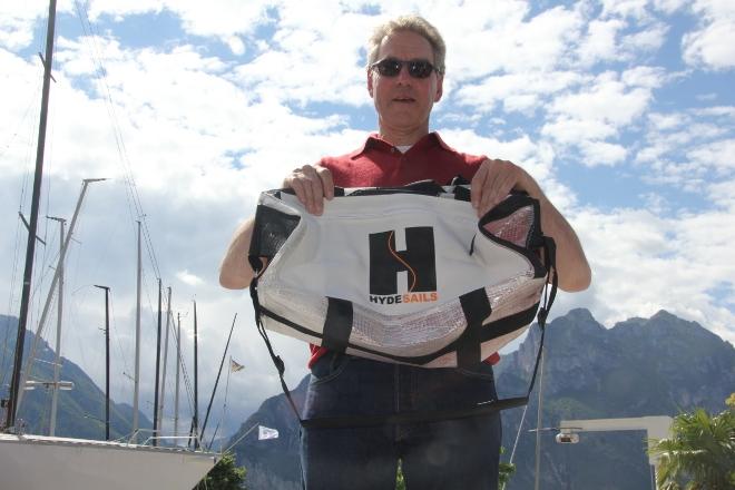 First Masters helm Ed Russo with his prize from Hyde Sails - 2015 SB20 Grand Slam © True Angle Editorial